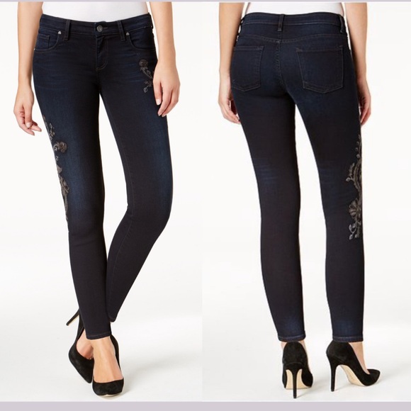 Kut from the Kloth Denim - Kut from the Kloth Dark Wash Jeans 10 Floral Embroidery Mid Rise Skinny Denim